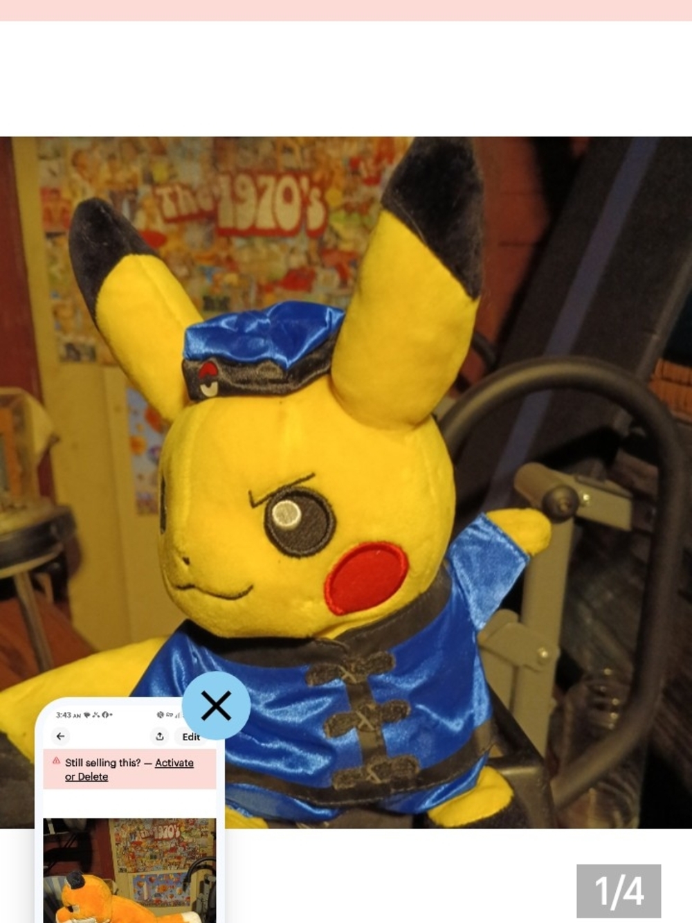 Pikachu Plush Toy in Blue Outfit - Stuffed Character